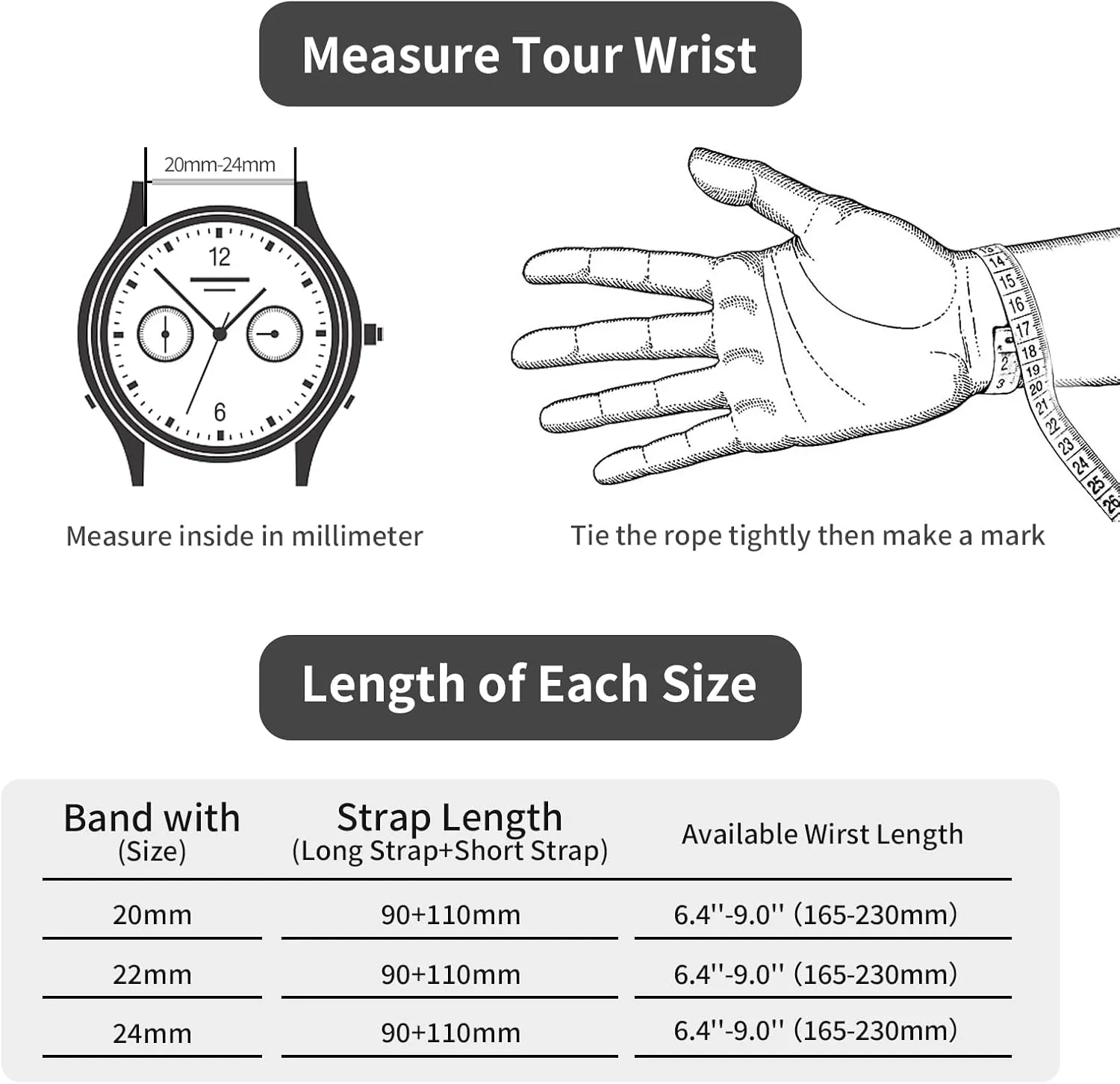 TStrap Mesh Watch Band Metal - Black Quick Release Watch Bands for Men Women - Stainless Steel Smart Watches Strap Bracelet Replacement - 10mm 12mm 14mm 16mm 18mm 20mm 22mm