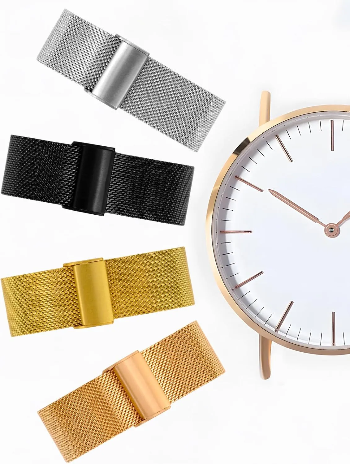 TStrap Mesh Watch Band Metal - Black Quick Release Watch Bands for Men Women - Stainless Steel Smart Watches Strap Bracelet Replacement - 10mm 12mm 14mm 16mm 18mm 20mm 22mm
