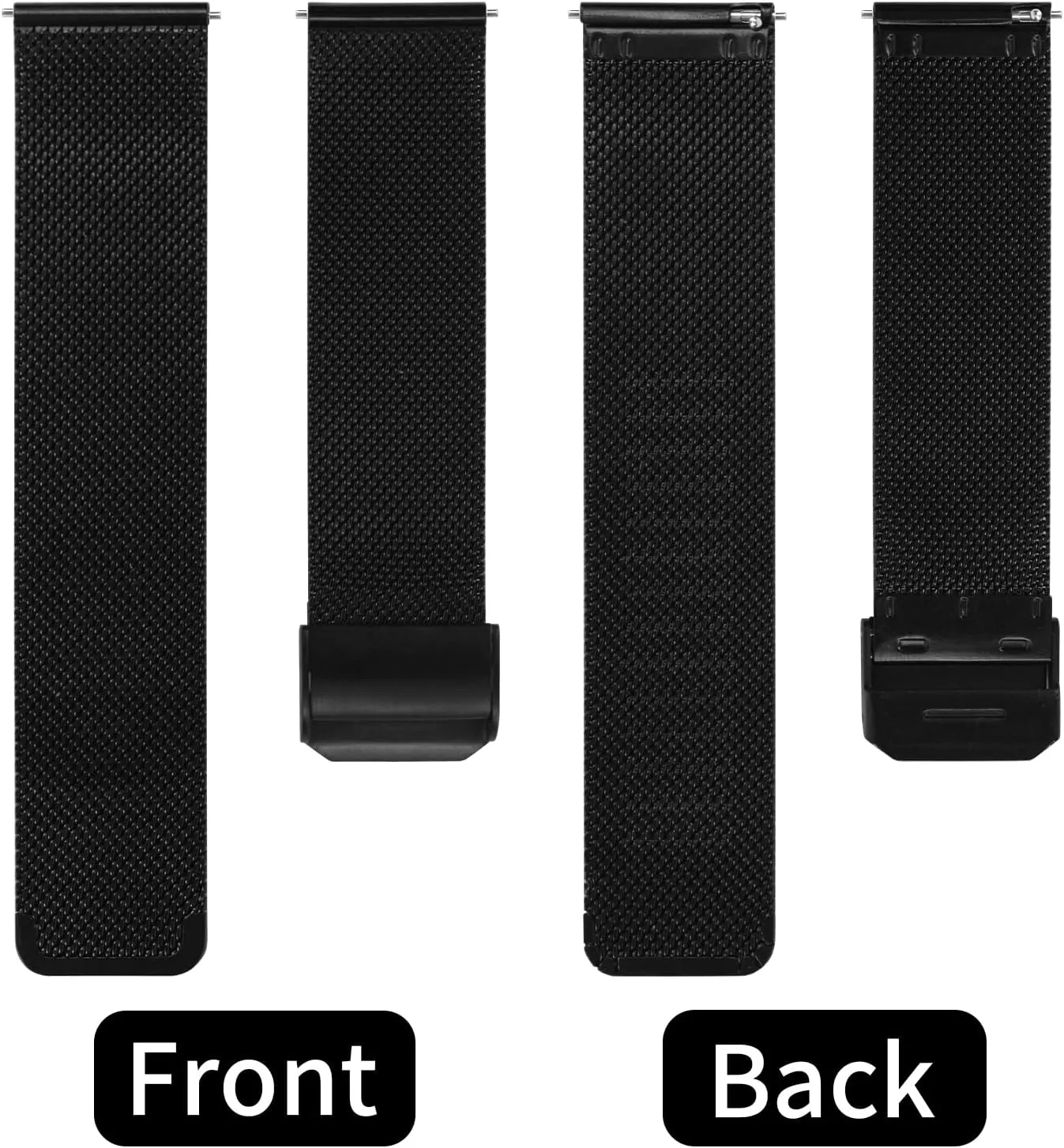 TStrap Mesh Watch Band Metal - Black Quick Release Watch Bands for Men Women - Stainless Steel Smart Watches Strap Bracelet Replacement - 10mm 12mm 14mm 16mm 18mm 20mm 22mm