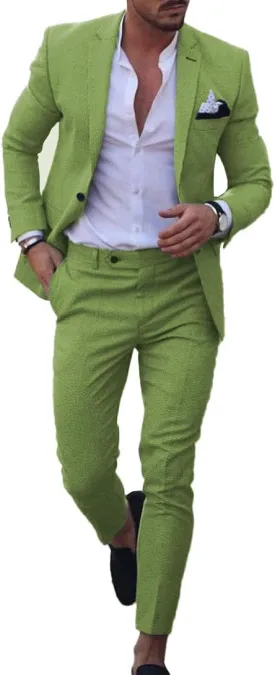 UNINUKOO Mens 2 Piece Suit Linen Summer Top Blazer Pants Sets Beach Wedding Wear Vacation Prom Suits for Men