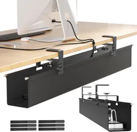 [Upgraded] Large Under Desk Cable Management Tray, Cinati Cable Management Under Desk No Drill, 28.4" Fabric Cord Hider for Wire Organizer, Cord Organizer for Office, Home - Supports Up to 30lbs