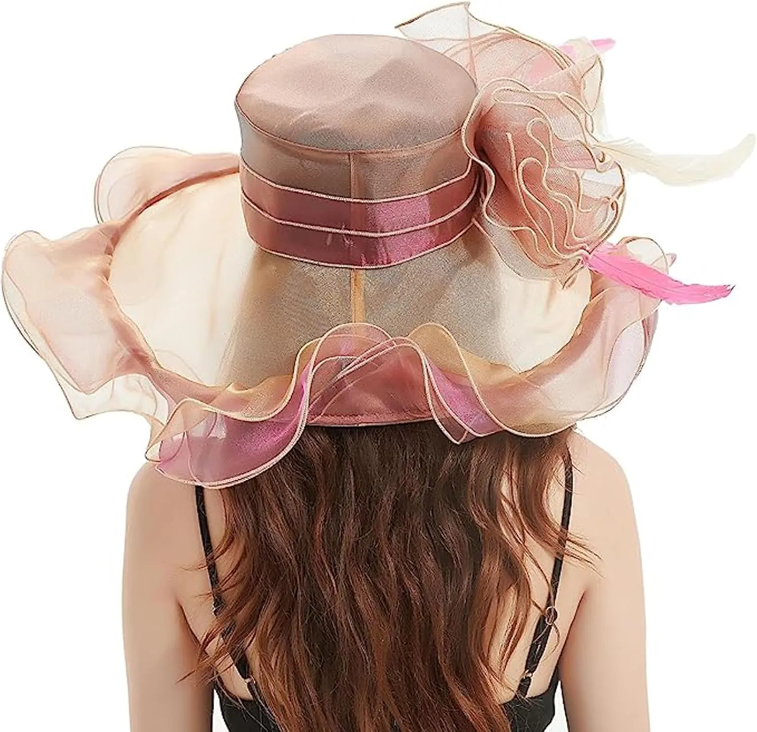 Women Hats Headband Hairpin Organza Fascinator Church Hat Floral Tea Party Wedding Hat