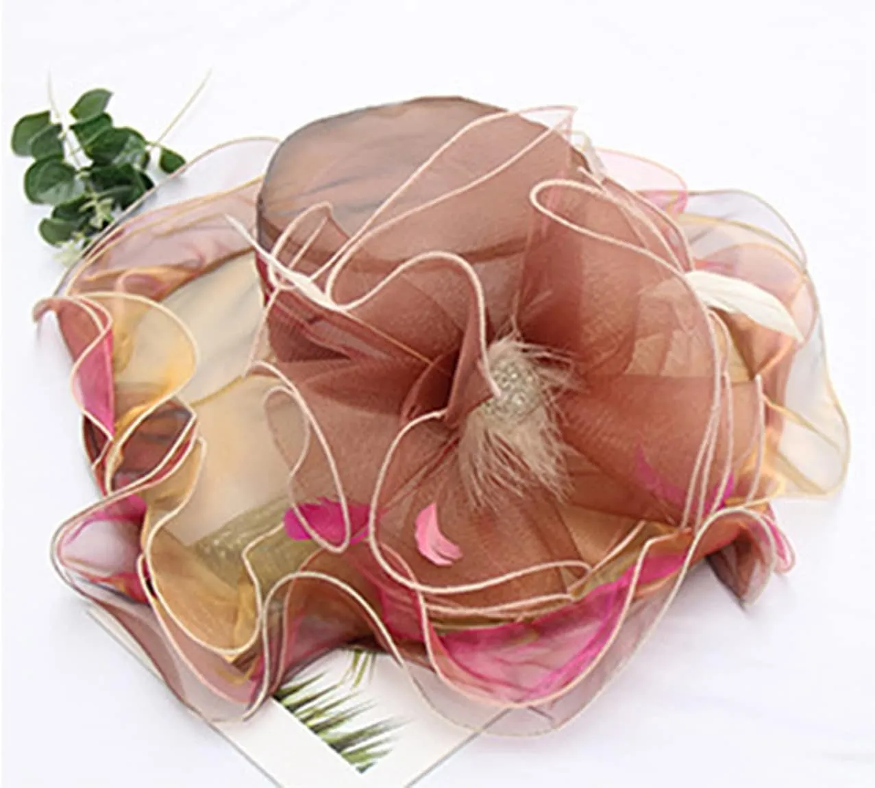 Women Hats Headband Hairpin Organza Fascinator Church Hat Floral Tea Party Wedding Hat