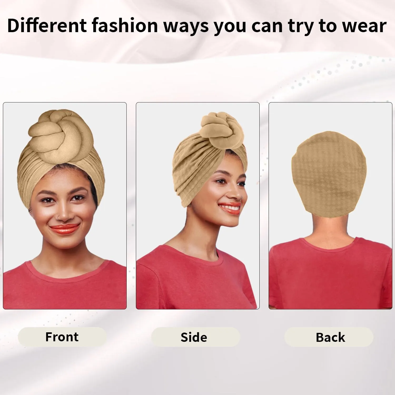Women Turbans and Head Wraps, Women African Turban Flower Knot Pre-Tied Bonnet Beanie Cap Headwrap