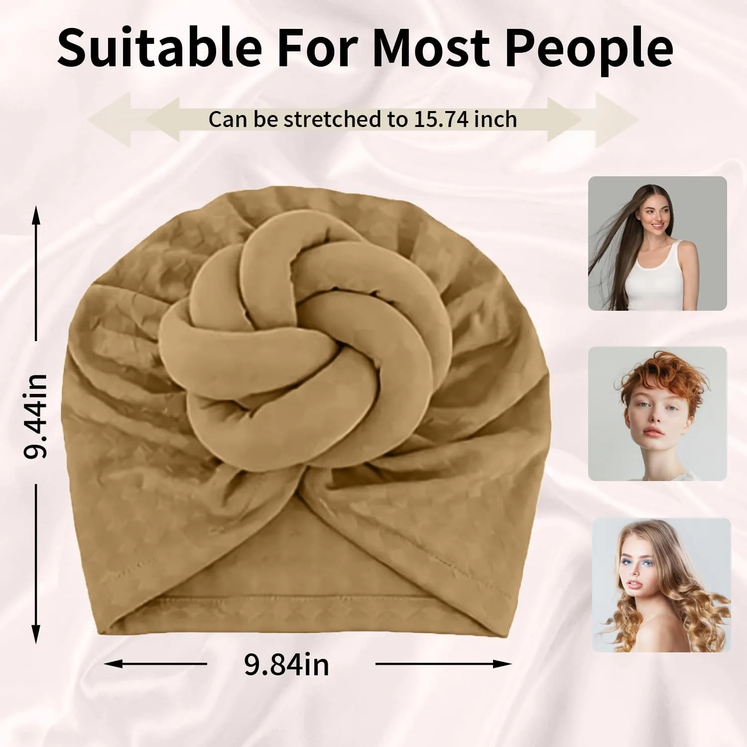 Women Turbans and Head Wraps, Women African Turban Flower Knot Pre-Tied Bonnet Beanie Cap Headwrap