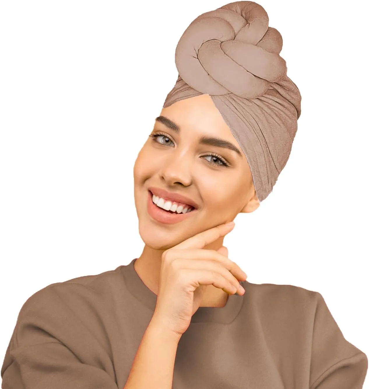 Women Turbans and Head Wraps, Women African Turban Flower Knot Pre-Tied Bonnet Beanie Cap Headwrap