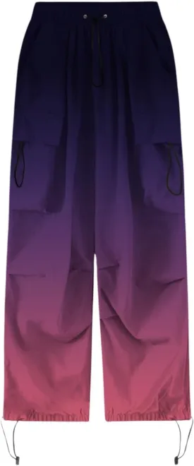 Women's Plus Size Camo Cargo Pants High Waist Adjustable Straight Relaxed Fit Baggy Parachute Hiking Pants with Pocket