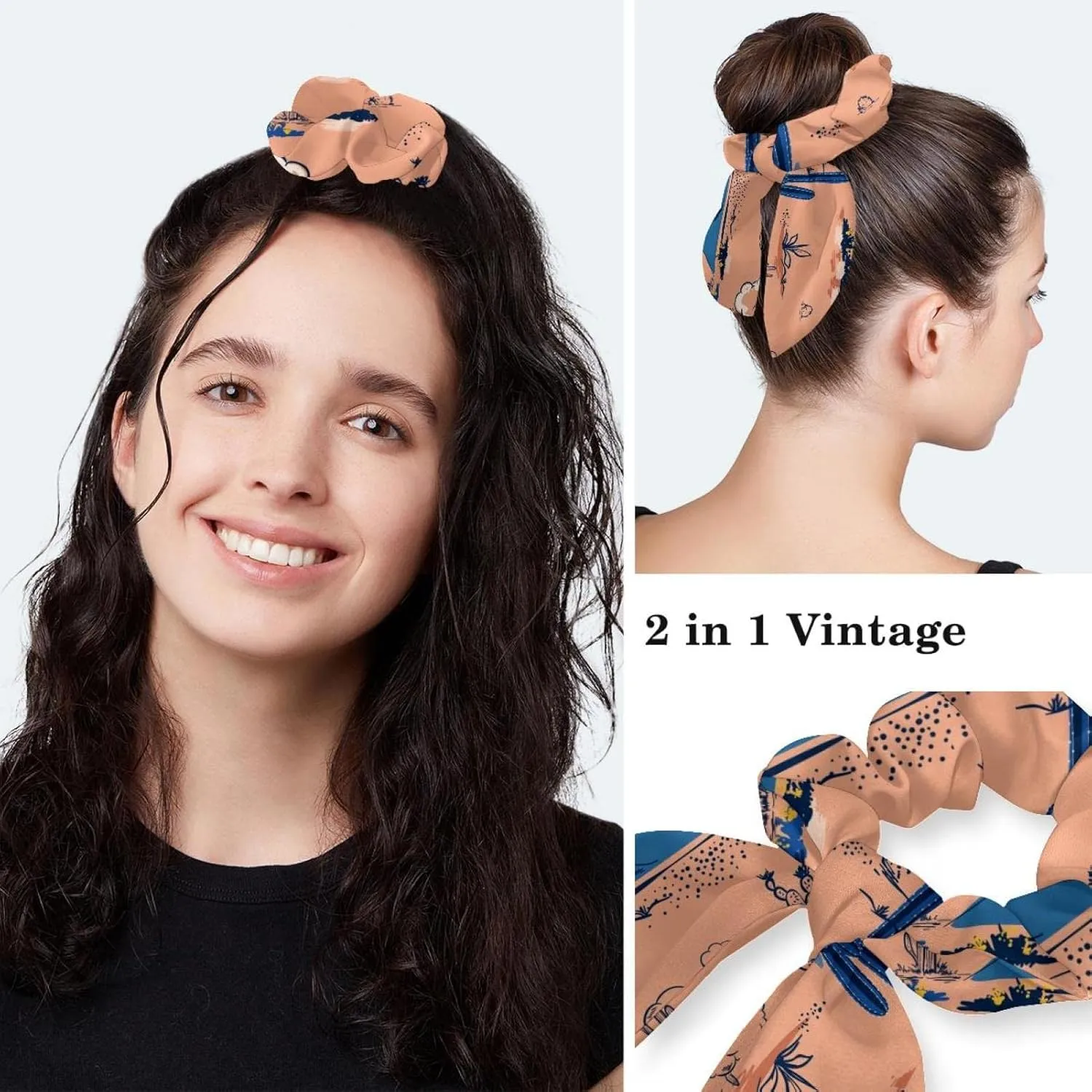 Work Cap Bouffant Surgical Hats with Hair Ties Cactus Mountain Cloud Sun Paint Landscape Ponytail Holder Tie Back Scrub Hat