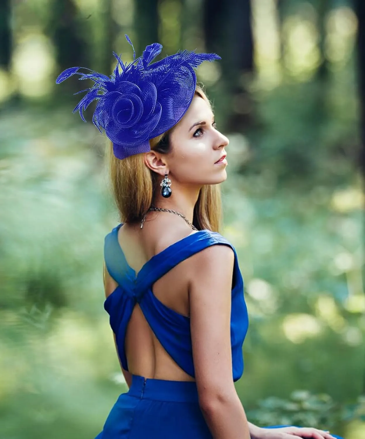 Z&X Sinamay Fascinator Pillbox Hats for Women Feather Flower Church Derby Headband Clip Wedding Tea Party Hat