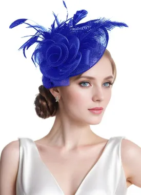 Z&X Sinamay Fascinator Pillbox Hats for Women Feather Flower Church Derby Headband Clip Wedding Tea Party Hat
