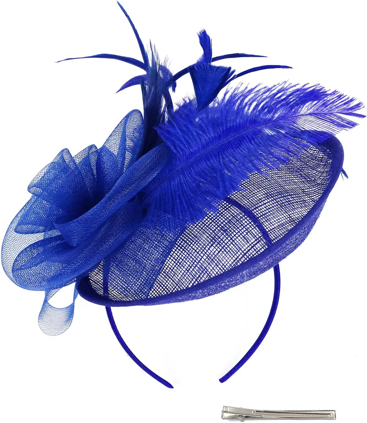 Z&X Sinamay Fascinator Pillbox Hats for Women Feather Flower Church Derby Headband Clip Wedding Tea Party Hat